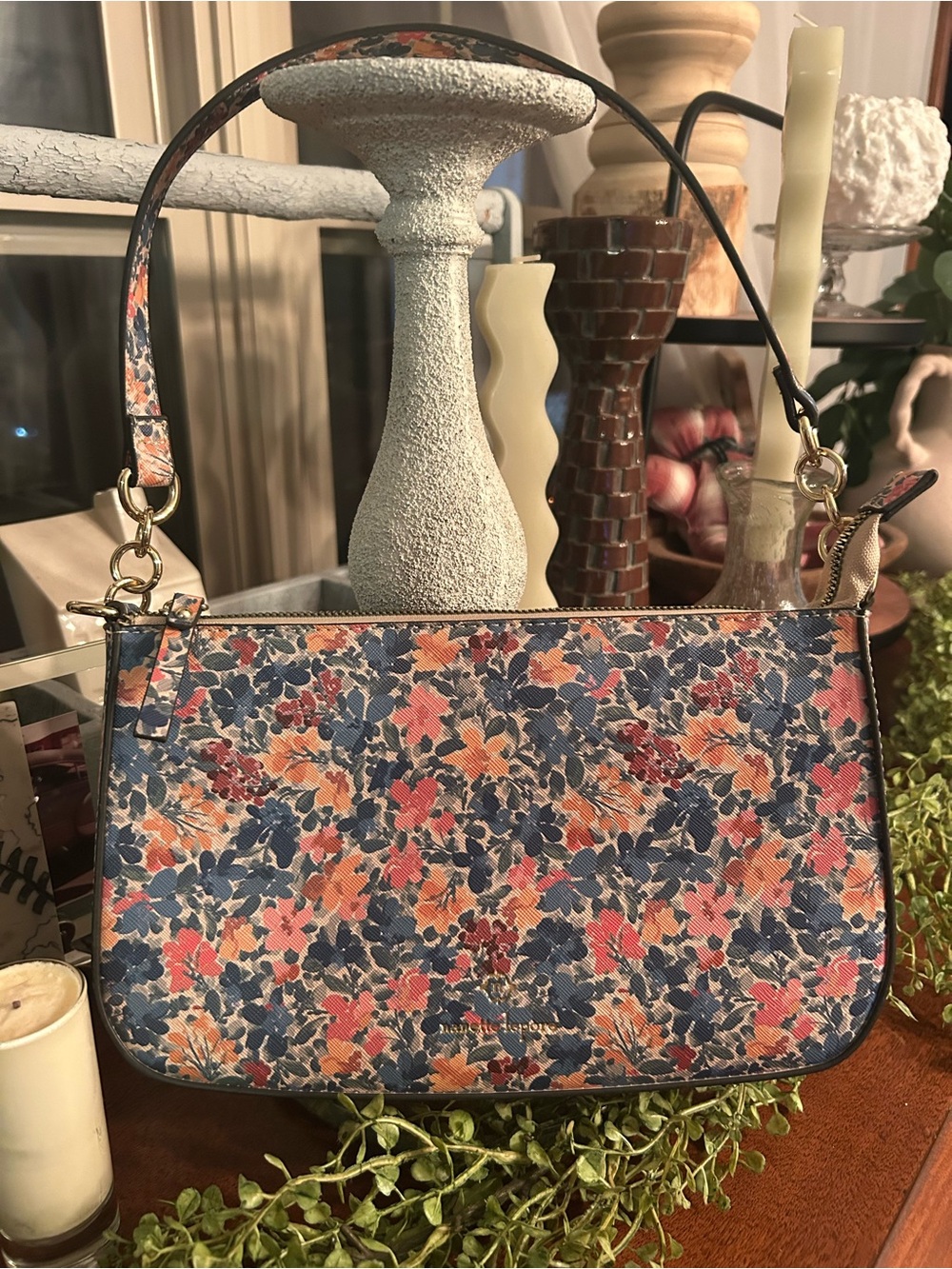 Nanette lepore Floral Print Shoulder Bag in Navy, Pink & Coral - Branded